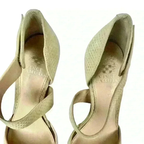 Vince Camuto Carlotte Pointed Toe Leather D'Orsay Pump High Heel Beige Cream  7M - Picture 9 of 17